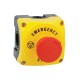 LPZP1B5600 LOVATO Yellow keypad with LPCB6644 mushroom button with Emerg disc.