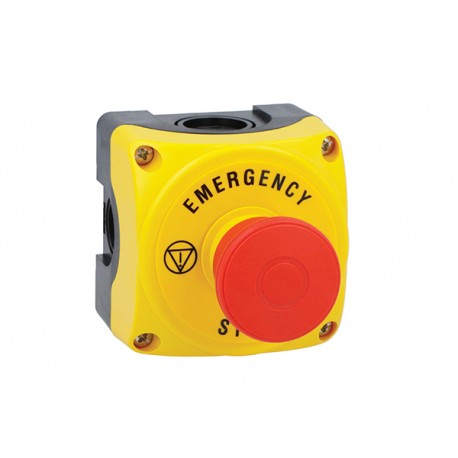 LPZP1B5608 LOVATO Yellow keypad with keyed mushroom button LPCB6744 with Emerg disc.
