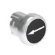 LPSB1142 LOVATO Black Metal Pushbutton with left arrow symbol.