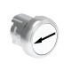 LPSB1148 LOVATO Botão de metal branco com símbolo de seta esquerda.