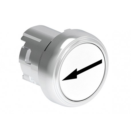 LPSB1148 LOVATO White Metal Pushbutton with left arrow symbol.