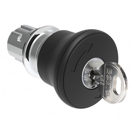 LPSB6842 LOVATO Metal Locking Mushroom, Key Unlock Ø 40mm Black
