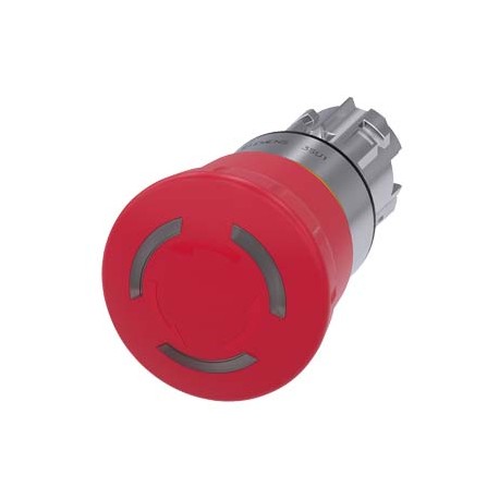 3SU1051-1HB20-0AA5 SIEMENS EMERGENCY STOP mushroom pushbutton, illuminable, 22 mm, round, metal, shiny, red,..