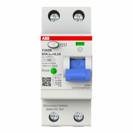 2CSF202568R3630 ABB Int.dif.F202B-63/0,3 2p 63 B 300mA