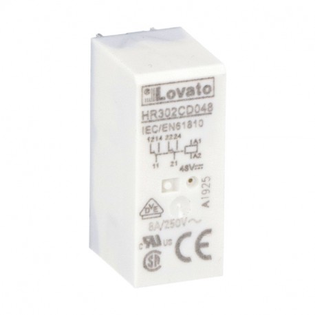 HR302CD048 LOVATO RELE' MINIATURIZZATO 2SC 8A, 48VDC