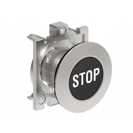 LPFB1132 LOVATO Pulsador Platinum metalico rasante negro "STOP" Ø 30mm