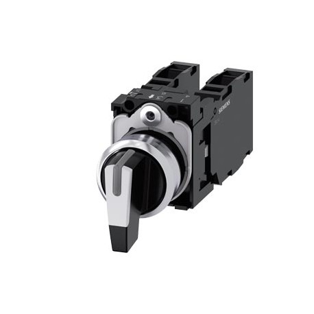3SU1150-2CM60-1NA0 SIEMENS Knebelschalter, 22 mm, rund, Metall, hochglanz, weiß, Knebel, lang, 3 Schaltstell..