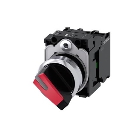 3SU1152-2BF20-1MA0 SIEMENS selettore, luminoso, 22 mm, rotondo, in metallo, lucido, rosso, selettore, corto,..