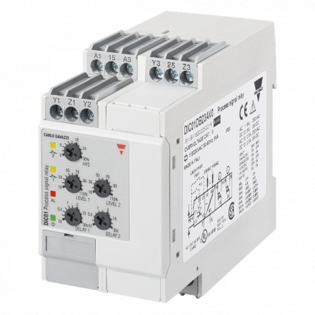 DIC01DB23AV0 CARLO GAVAZZI Relé de control monofásico intensidad máx./mín. CA/CC, TRMS, Alimentación 115-230..
