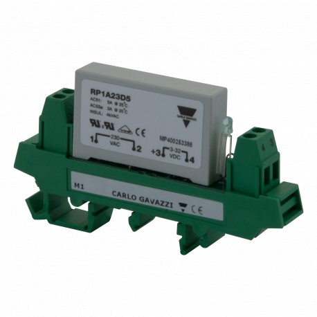 RP1A23D3M1 CARLO GAVAZZI Relé monofásico CA, sin disipador, conmutación todo o nada, rele de circuito impres..