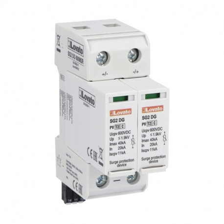 SG2DG600M2R LOVATO DISPOSITIF DE PROTECTION CONTRE LES SURTENSIONS TYPE 2 600VDC + RC