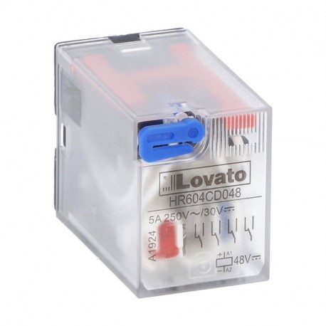 HR604CD048 LOVATO Relé Industrial 4 Conmutado 5A 48VDC + LED