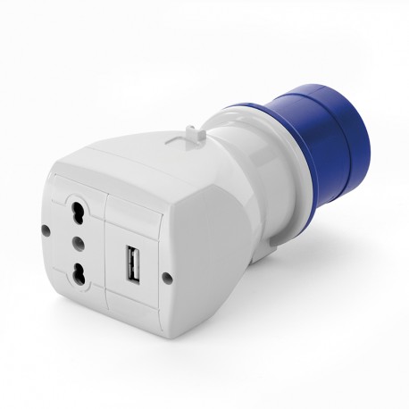 610.370U SCAME SINGLE ADAPTER 16A IP20 250V + USB