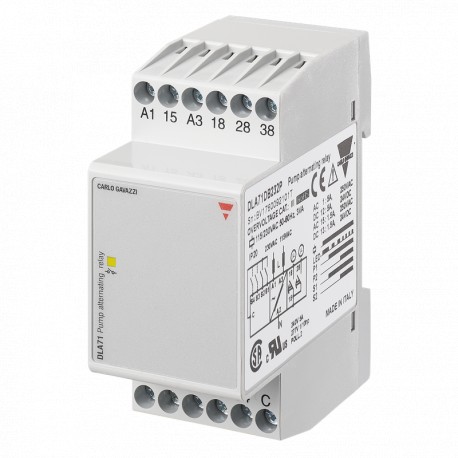 DLA71TB483P CARLO GAVAZZI Parâmetros selecionados sinal de saída 3 relés EXIBIDO bomba variável alternância ..