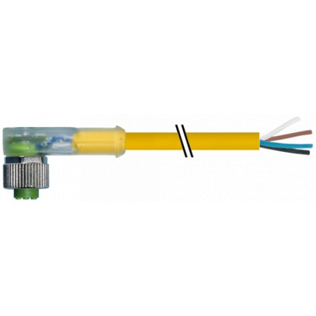 7000-12401-0332000 MURRELEKTRONIK M12 female 90° A-cod. with cable LEDPUR 3x0.34 ye UL/CSA+drag ch. 20m