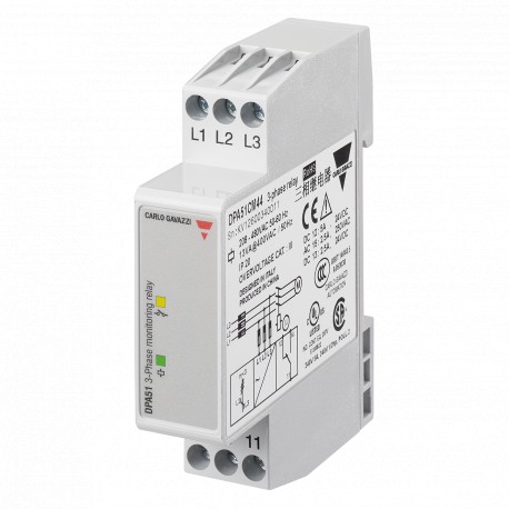 DPA51CM44 CARLO GAVAZZI Selected parameters OUTPUT SIGNAL 1 relay SETPOINTS 1, fixed MONITORED VARIABLE 3-ph..