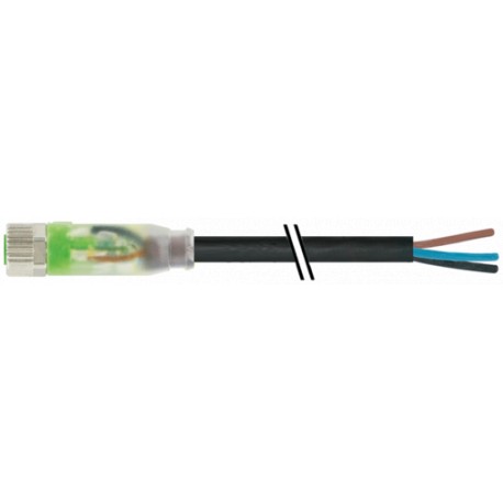7000-08111-6102000 MURRELEKTRONIK M8 female 0° A-cod. with cable LEDPVC 3x0.25 bk UL/CSA 20m