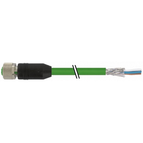 7000-14641-6590200 MURRELEKTRONIK M12 female 0° D-cod. with cable shieldedPUR 1x4xAWG22 shielded gn UL/CSA+d..