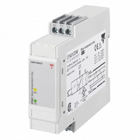 DTA01CD48 CARLO GAVAZZI DIMENSÕES fornecimento de dados de 22,5 mm 24 ÷ 48 VAC / DC temperatura excessiva su..