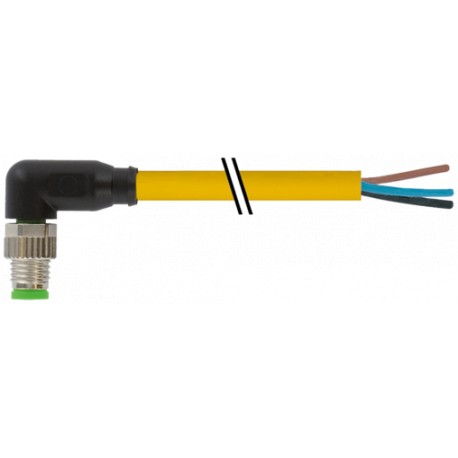 7000-08021-0301200 MURRELEKTRONIK M8 maschio 90° A-cod. con cablePUR 3x0.25 ye UL/CSA+drag ch. 12m