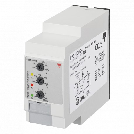 PFB01CM24 CARLO GAVAZZI Selected parameters OUTPUT SIGNAL 1 relay SETPOINTS 2, adjustable MONITORED VARIABLE..