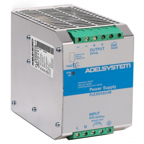 FLEX50024B ADELSYSTEM Alimentation (ligne industrielle) entrée: 400-500Vac sortie: 24V 25A 3 Phase