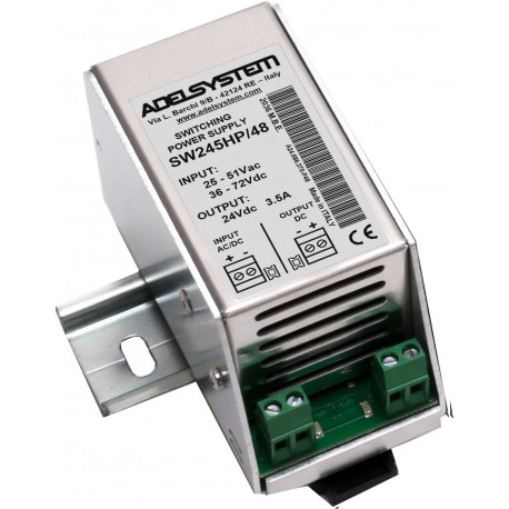SW245HP/48 ADELSYSTEM Conversores AC-DC/DC (Low Voltage Line) Entrada: 38Vac / 48Vdc Saída: 24V 5A