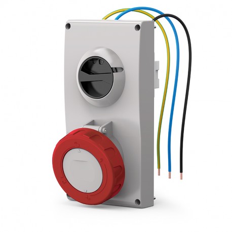 407.6378 SCAME BASE ENC.MEC. 63A 2P+T 9h IP66/IP67/IP69