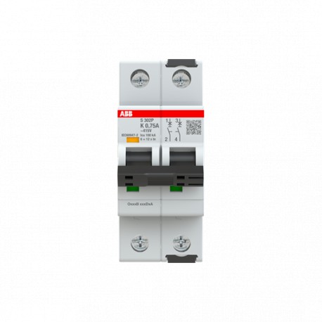 2CDS382001R0187 ABB S302P-K0,75 2p 0,75A K 25kA