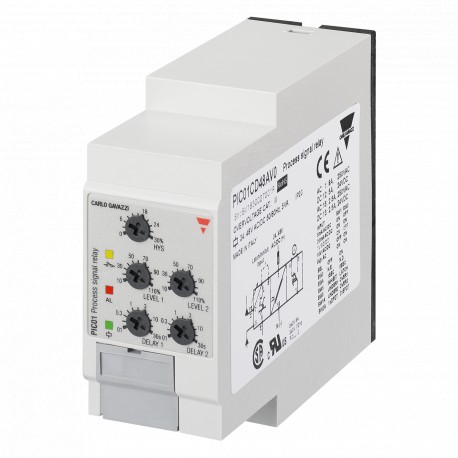 PIC01CB23AV0 CARLO GAVAZZI Relé de control monofásico intensidad máx./mín. CA/CC, TRMS, Alimentación 115-230..