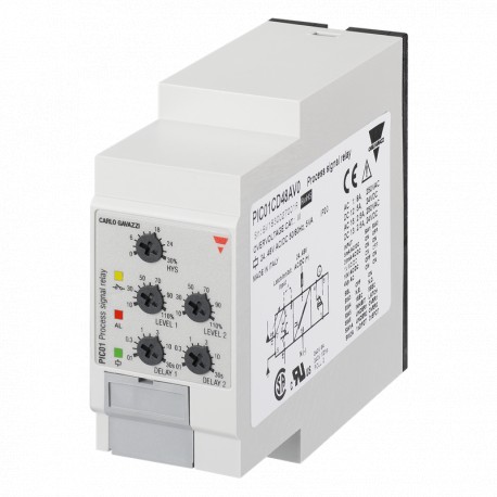 PIC01CD48AV0 CARLO GAVAZZI Os parâmetros selecionados sinal de saída 1 relés nominais 2 VARIÁVEL ajustável 1..