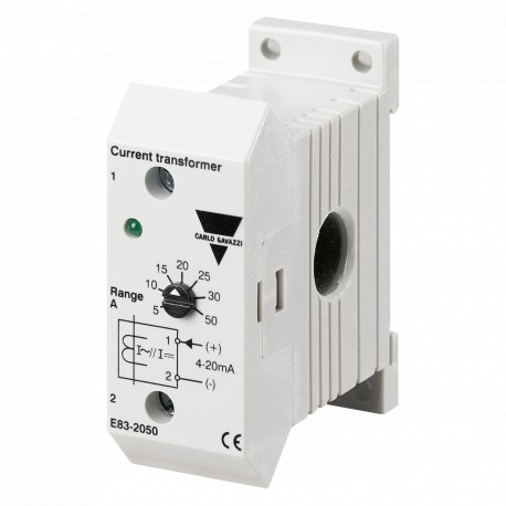 E83-2050 CARLO GAVAZZI Valor selecionado parâmetros atuais 5-50 A PRIMÁRIA INTENSIDADE SECUNDÁRIA / montagem..