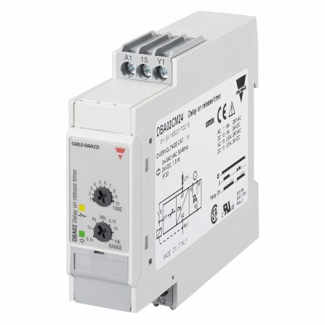 DBA02CM24 CARLO GAVAZZI parâmetros de função selecionada de atraso de fora saída de sinal 1 relé Outras INSU..
