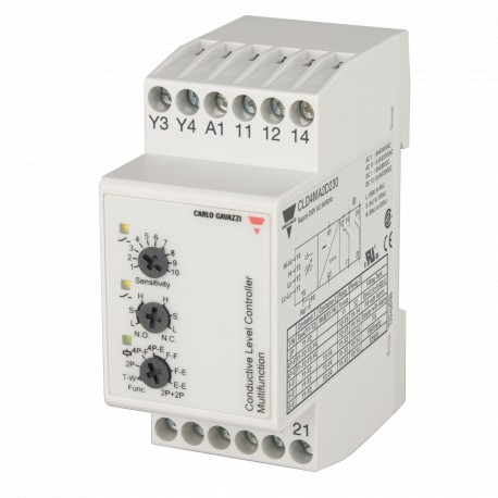 CLD4MA2D230 CARLO GAVAZZI DETECÇÃO DE FUNÇÕES enchimento e esvaziamento relé DPDT terminais de saída CONEXÃO..