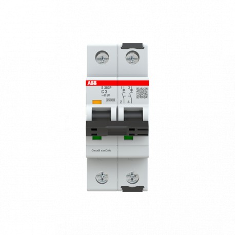 2CDS382001R0034 ABB S302P-C3 2p 3A C 25kA