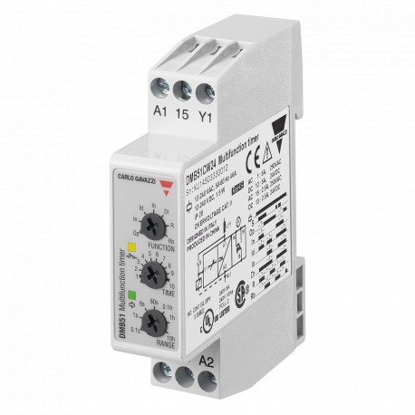 DMB51CM24 CARLO GAVAZZI Temporizador, Multifunción, Carril DIN, Caja mini D, 17,5 mm, Salida SPDT 8A