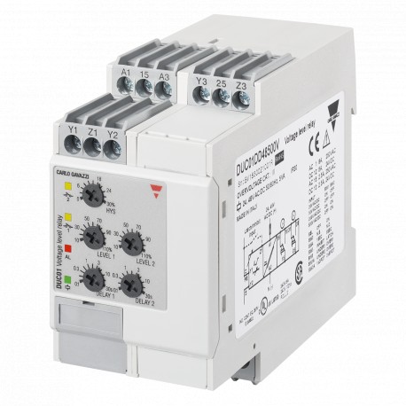 DUC01DD48500V CARLO GAVAZZI Selected parameters OUTPUT SIGNAL 1 relay SETPOINTS 2, adjustable MONITORED VARI..