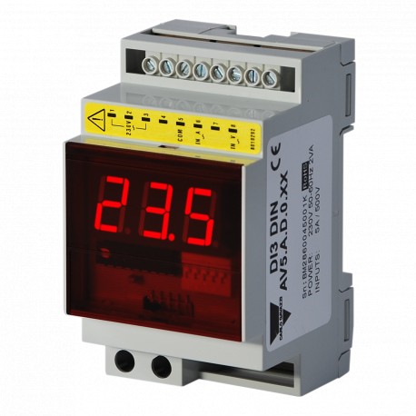 DI3DINAV1AB0XX CARLO GAVAZZI Befestigung DIN-Schiene Stromversorgung 48VAC Anzeige 3-DGT Messung AC Gehäuse ..