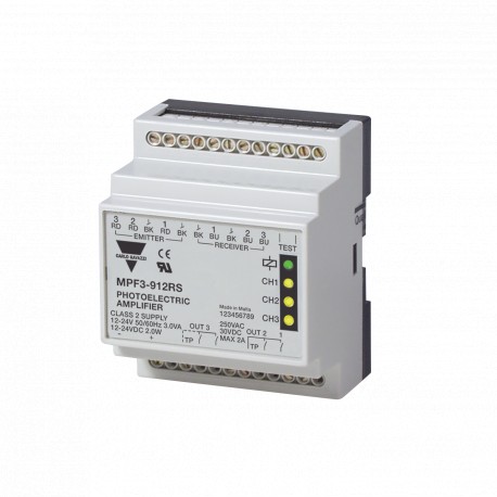 MPF3-912RS CARLO GAVAZZI parâmetros amplificador selecionados para o sistema de fotocélulas SCOPE 6 ... 20 m..