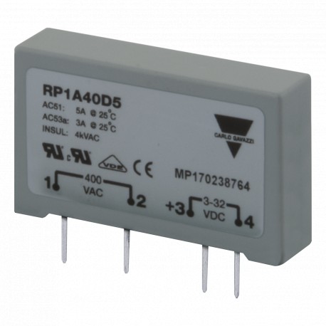 RP1D060D8 CARLO GAVAZZI Parametri selezionati SISTEMA PCB Mount CATEGORIA CORRENTE RATING 1 8 ACC TENSIONE N..