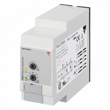 PAA01CM24 CARLO GAVAZZI Função selecionada parâmetros Delay sinal de saída de conexão de 1 relé outros insum..