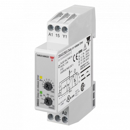 DBA52CM24 CARLO GAVAZZI parâmetros de função selecionada de atraso de fora saída de sinal 1 relé outros insu..