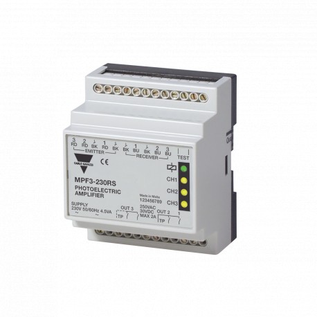 MPF3-230RS CARLO GAVAZZI parâmetros amplificador selecionados para o sistema de fotocélulas SCOPE 6 ... 20 m..