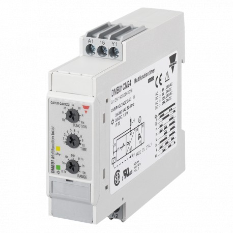 DMB01CM24 CARLO GAVAZZI Temporizador, Multifunción, Carril DIN, Caja D, 22,5 mm, Salida SPDT 8A