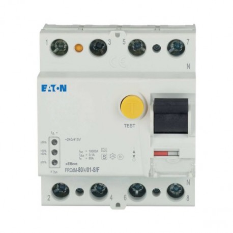 FRCDM-80/4/01-S/F EP-501278 EATON ELECTRIC RCCB, 80A, 4p, 100mA, Type S/F
