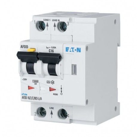 AFDD-16/2/C/003-F 187269 Y7-187269 EATON ELECTRIC Interruttore di Protezione Incendio, 2p, C, 16 A, 30 mA, T..