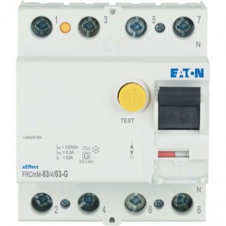 FRCMM-63/4/03-G 170379 EATON ELECTRIC Disjuntor de corrente residual (RCCB), 63A, 4p, 300mA, tipo G
