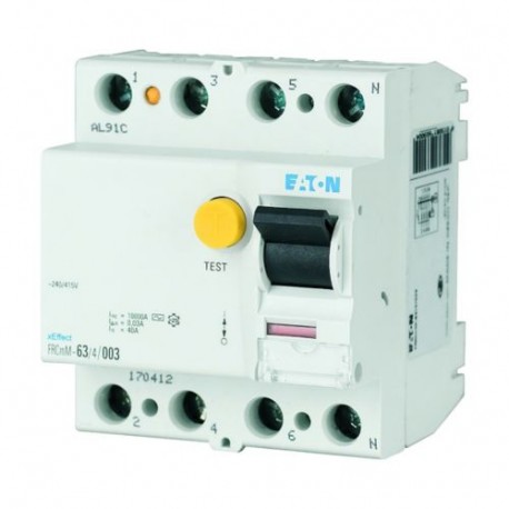 FRCmM-100/4/003-A-400 304194 EATON ELECTRIC Disjuntor de corrente residual (RCCB), 100 A, 4 p, 30 mA, tipo A..