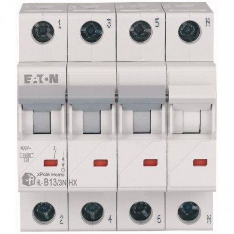 HN-B13/3N 194900 EATON ELECTRIC Миниатюрный автоматический выключатель (MCB), 13 А, 3p+N, характеристика: B