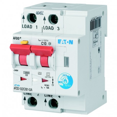 AFDD-10/2/C/001-G/A MB-300189 Y7-300189 EATON ELECTRIC Interruttore di protezione antincendio, 2p, C, 10 A, ..